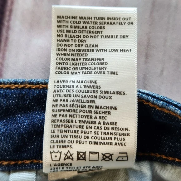 NWT L'Agence "High Line Skinny" Jeans Classic Vintage Stripe Destruct Blue 27 - Picture 11 of 14